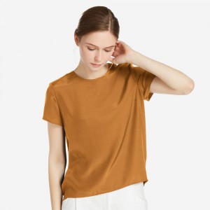 LilySilk Silk Blouse Women Top Shirt Short Sleeve Tee Ladies Pure Nature Mulberry Round Collar Button Slit Back Closure Elegant